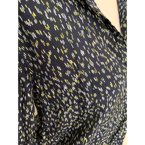 Ann Taylor Shirt Blouse Top Henley Collared Blue Spotted Long Sleeve Sz S - Picture 4 of 6